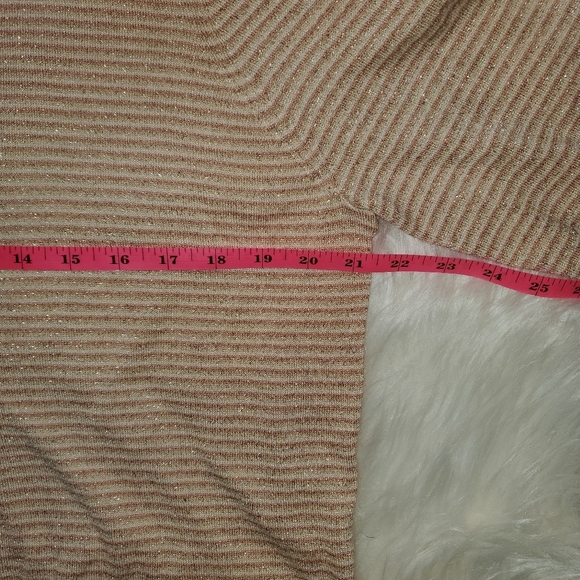 LOFT Peach Striped Shimmer Button Up Cardigan - Picture 9 of 11